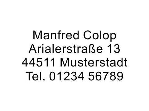 Nuster Stempel Kontaktinformationen von Manfred Colop: Adresse und Telefonnummer.